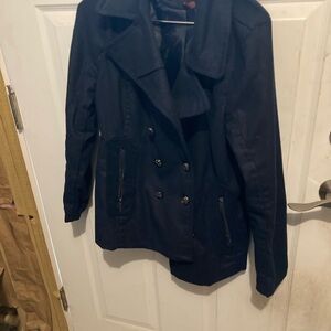 Yoki Women's Navy Double-Breasted Pea Coat new without tags
